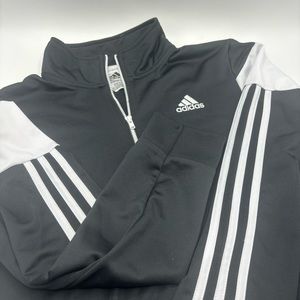 Adidas Full Zip Track Jacket Black/White Stripe Unisex Youth Size Large 14/16